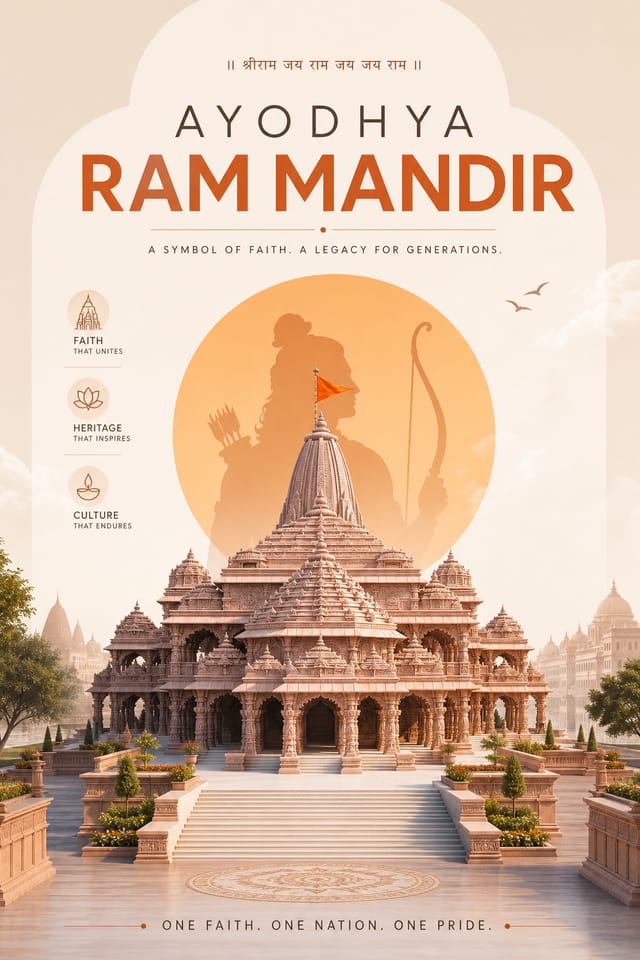 Póster de Ayodhya Ram Mandir — modern style poster