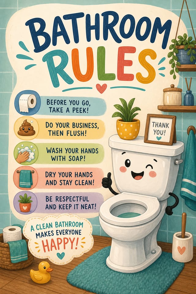 Bathroom Poster — illustration style poster