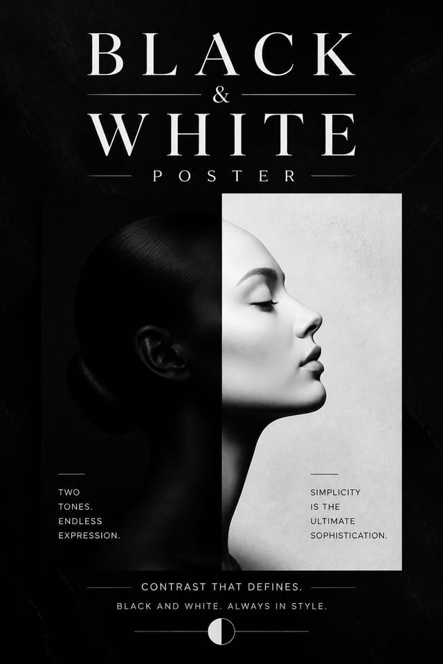 Black &amp; White Poster — elegant style poster, featuring deep black with subtle texture, premium minimalism