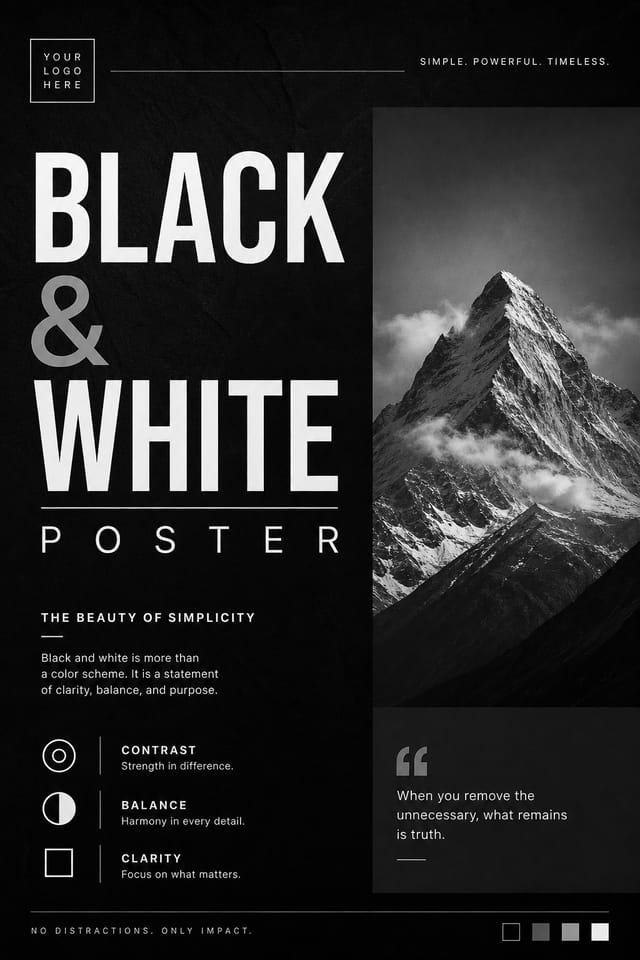 Black &amp; White Poster — corporate style poster, featuring deep black with subtle texture, premium minimalism