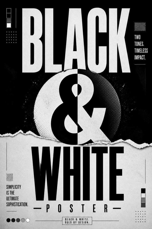 Black &amp; White Poster — vibrant style poster, featuring deep black with subtle texture, premium minimalism