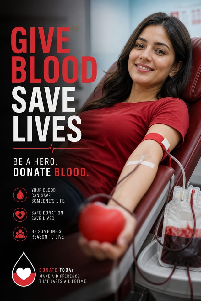 Blood Donation Poster — photo-realistic style poster