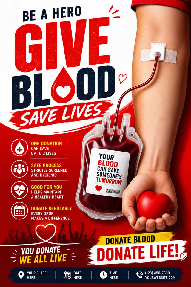Blood Donation Poster — vibrant style poster
