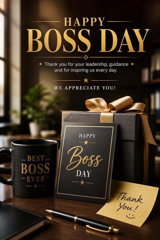 Boss Day Poster — photo-realistic style poster