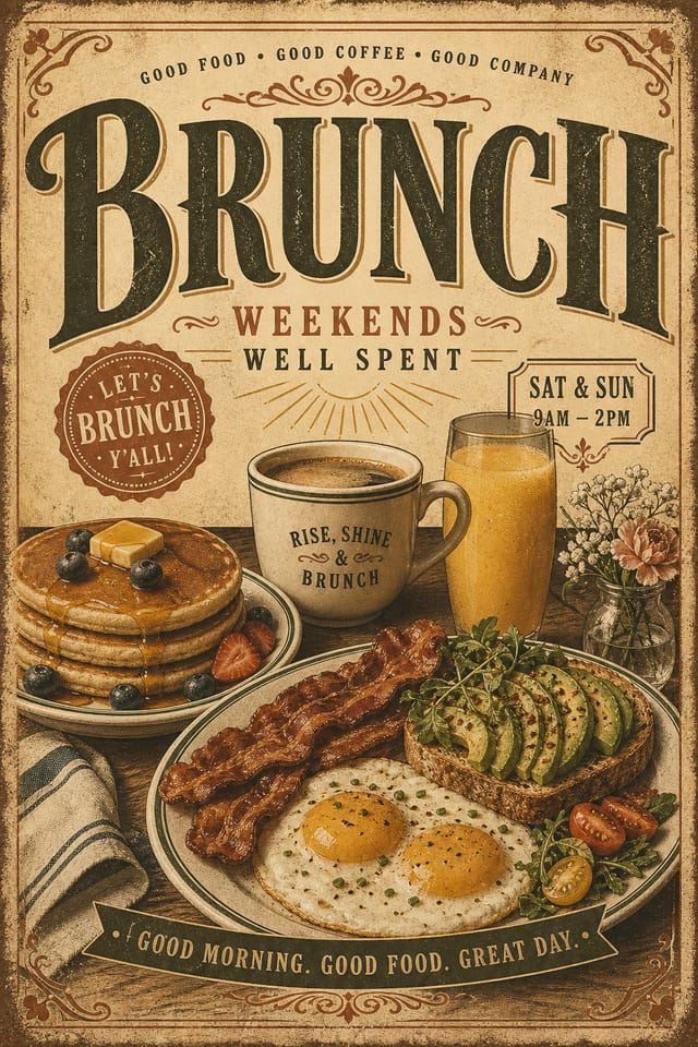 Brunch Poster — vintage style poster