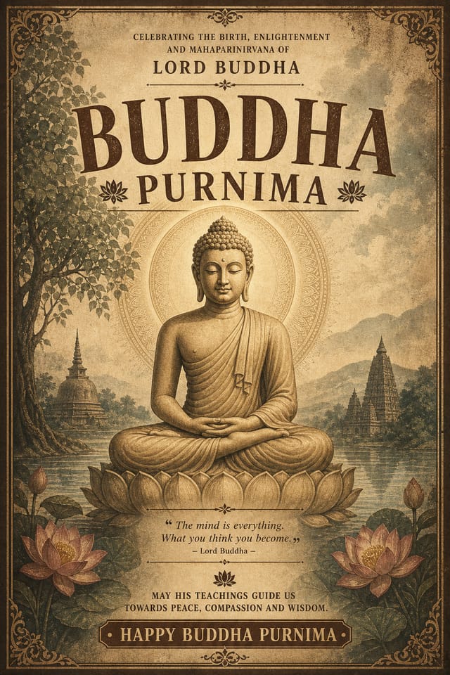 Buddha Purnima Poster — vintage style poster