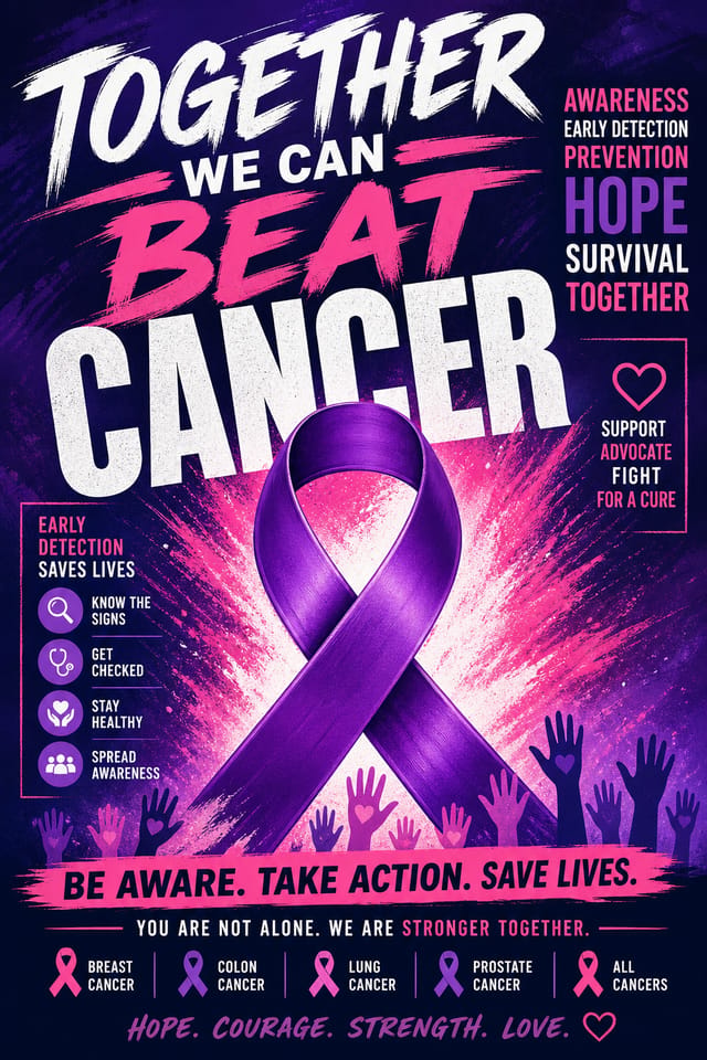 Cancer Awareness Poster — vibrant style poster