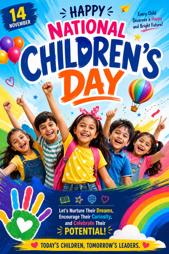 National Children's Day Poster — vibrant style poster