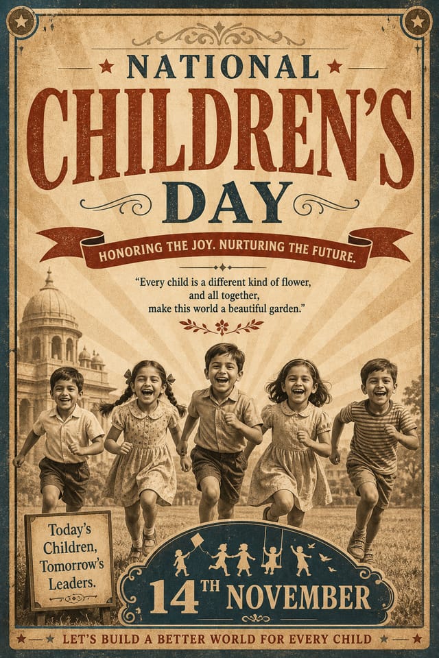 National Children's Day Poster — vintage style poster