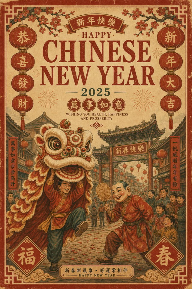 Chinese New Year Poster — vintage style poster