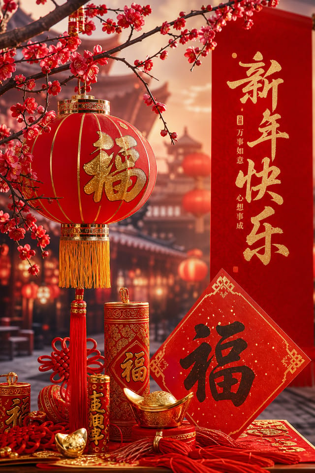 Chinese New Year Poster — photo-realistic style poster