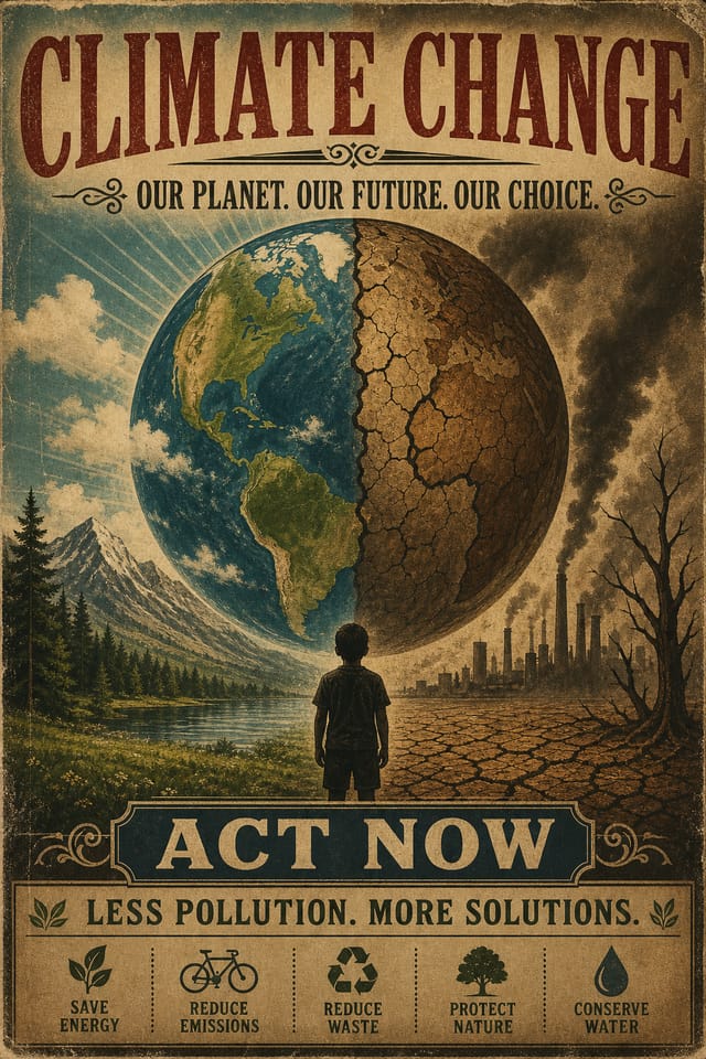 Climate Change Poster — vintage style poster