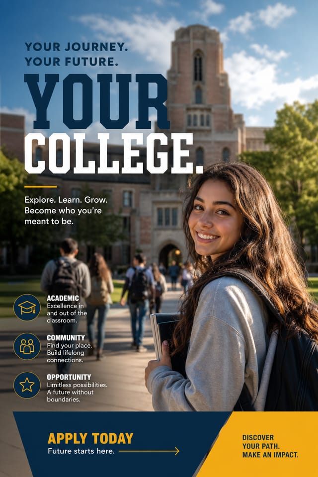 College Poster — photo-realistic style poster