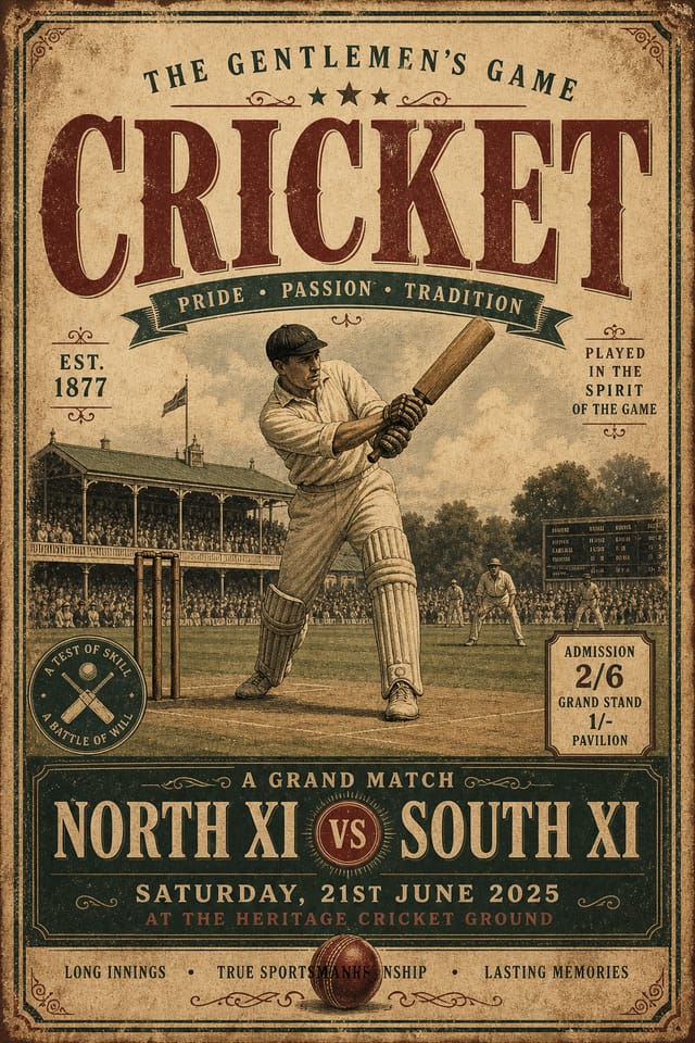 Cricket Poster — vintage style poster
