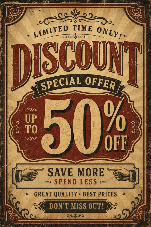 Discount Poster — vintage style poster