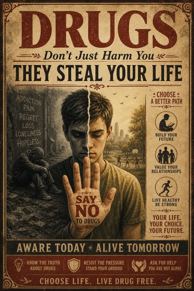 Drug Awareness Poster — vintage style poster