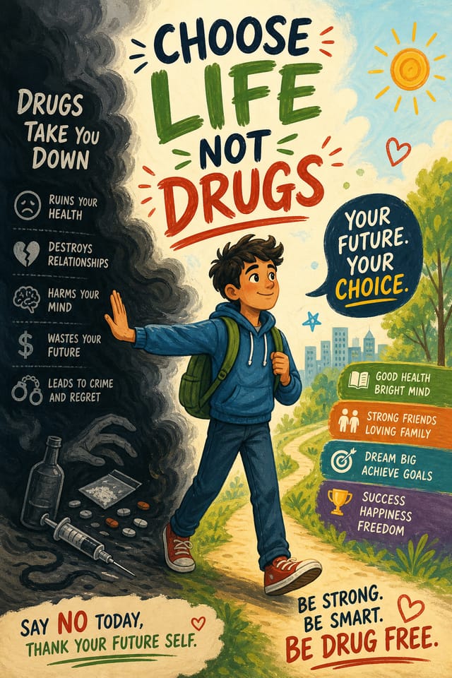 Drug Awareness Poster — illustration style poster