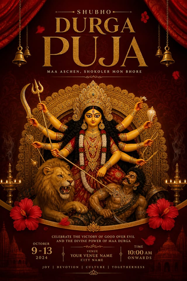 Durga Puja Poster — elegant style poster