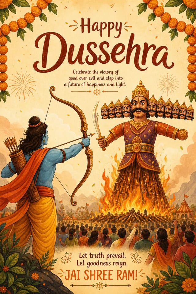 Dussehra Poster — illustration style poster