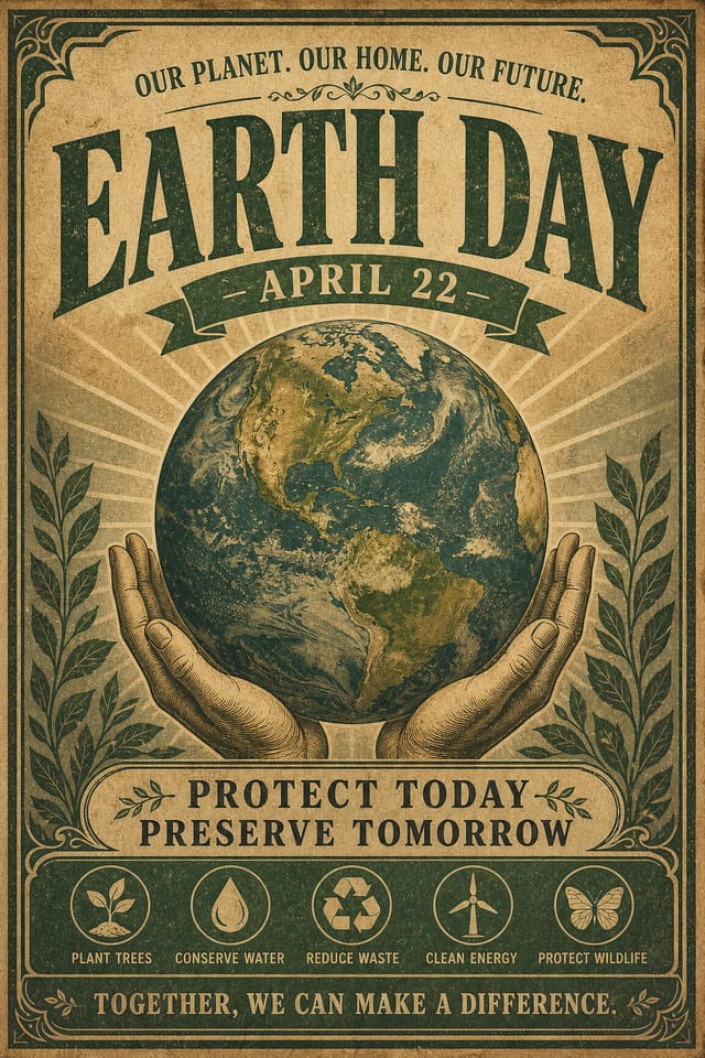 Earth Day Poster — vintage style poster