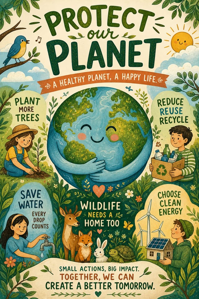 Ecological Poster — illustration style poster