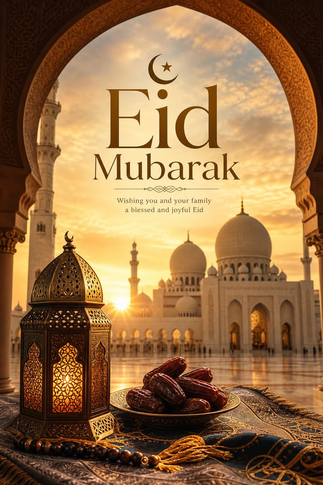Eid Mubarak Poster — photo-realistic style poster