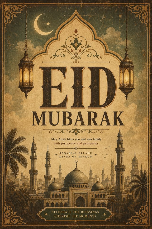 Eid Mubarak Poster — vintage style poster