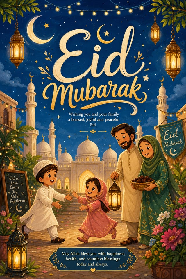 Eid Mubarak Poster — illustration style poster