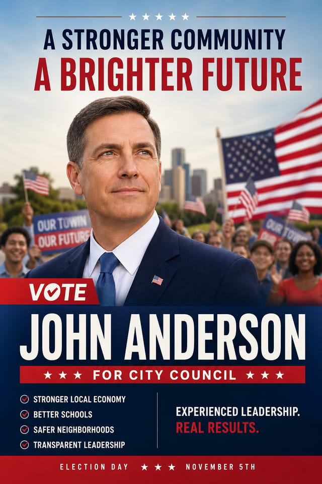 Póster electoral — photo-realistic style poster