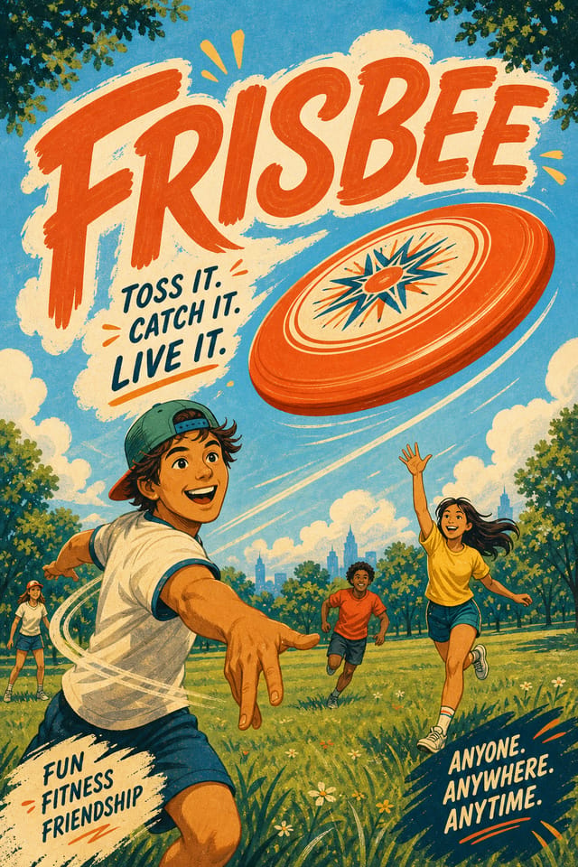 Frisbee Poster — illustration style poster