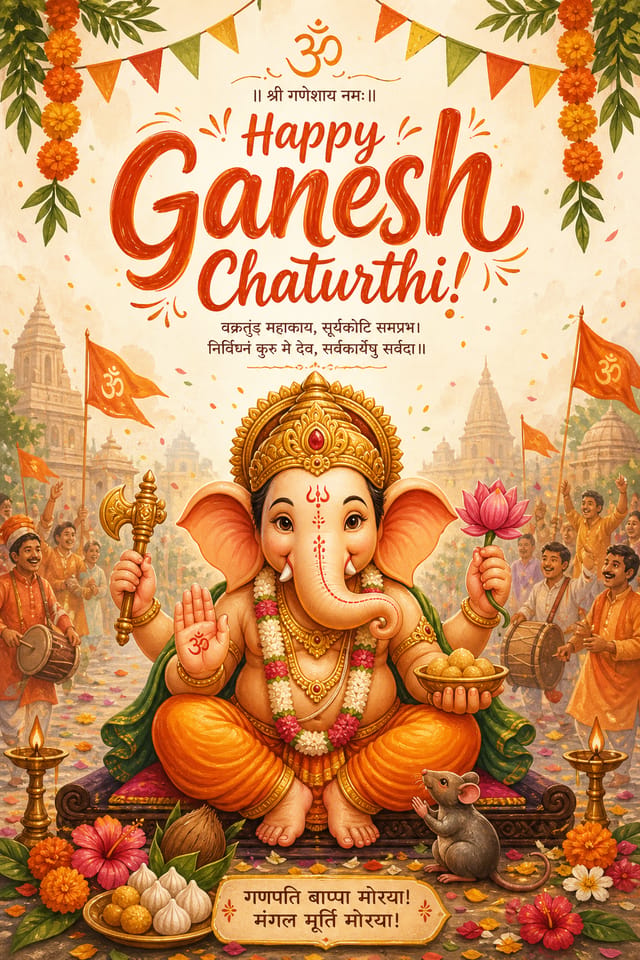 Ganesh-Chaturthi-Poster — illustration style poster
