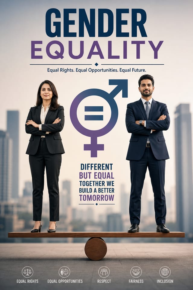 Gender Equality Poster — photo-realistic style poster