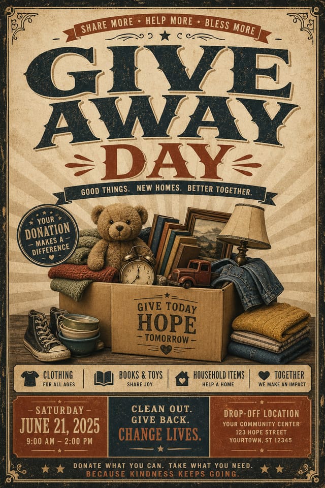 Give Away Day Poster — vintage style poster