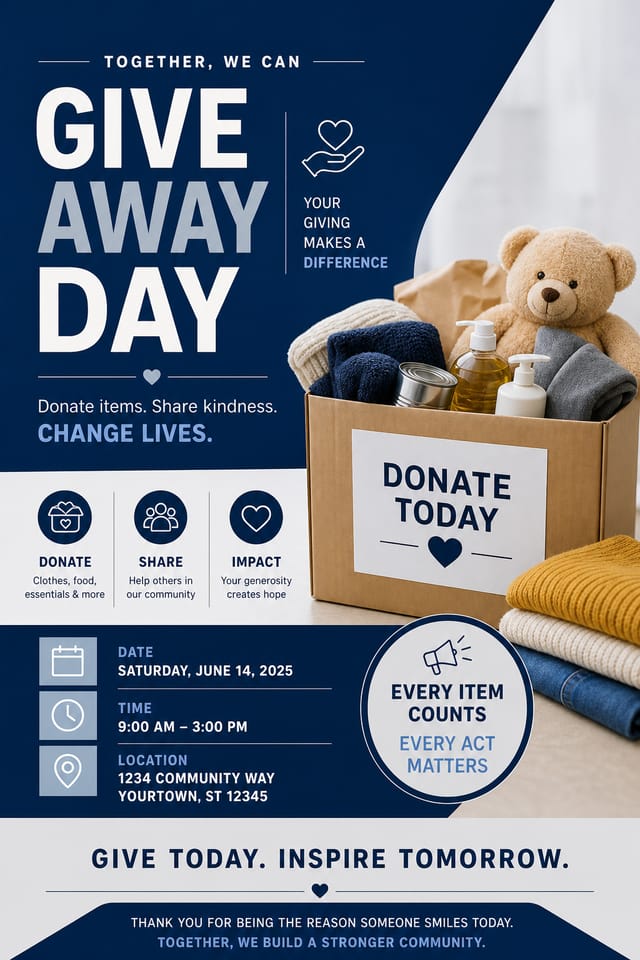 Give Away Day Poster — corporate style poster