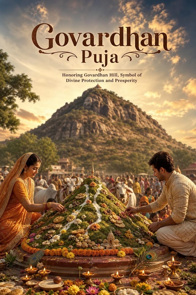 Govardhan Puja Poster — photo-realistic style poster