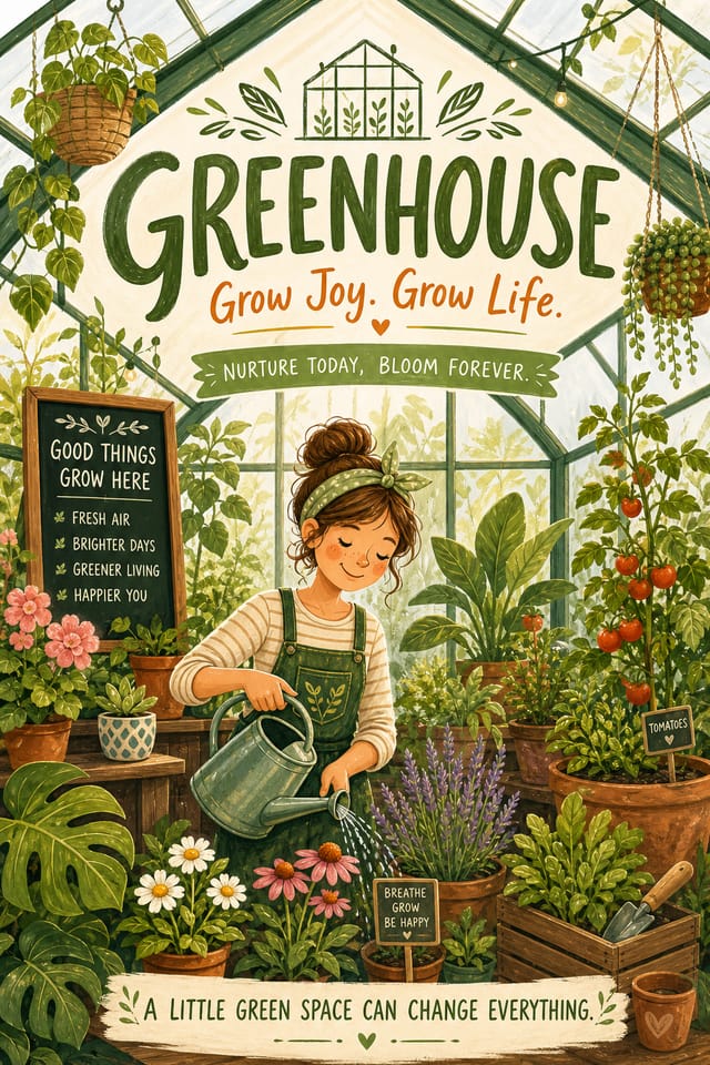 Greenhouse Poster — illustration style poster