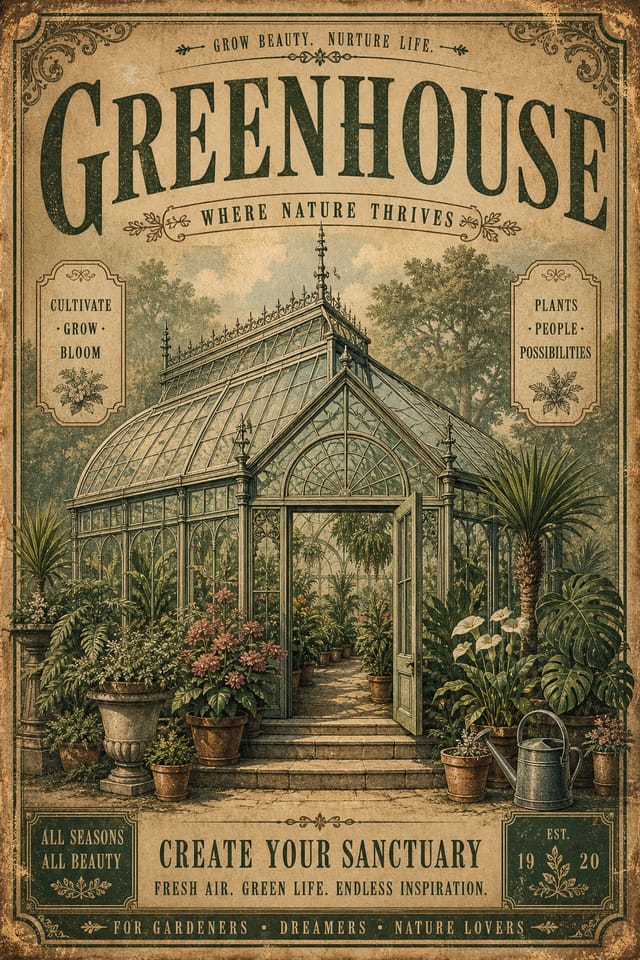 Greenhouse Poster — vintage style poster