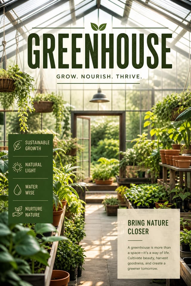 Greenhouse Poster — photo-realistic style poster