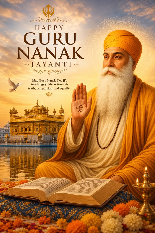 Guru Nanak Jayanti Poster — photo-realistic style poster