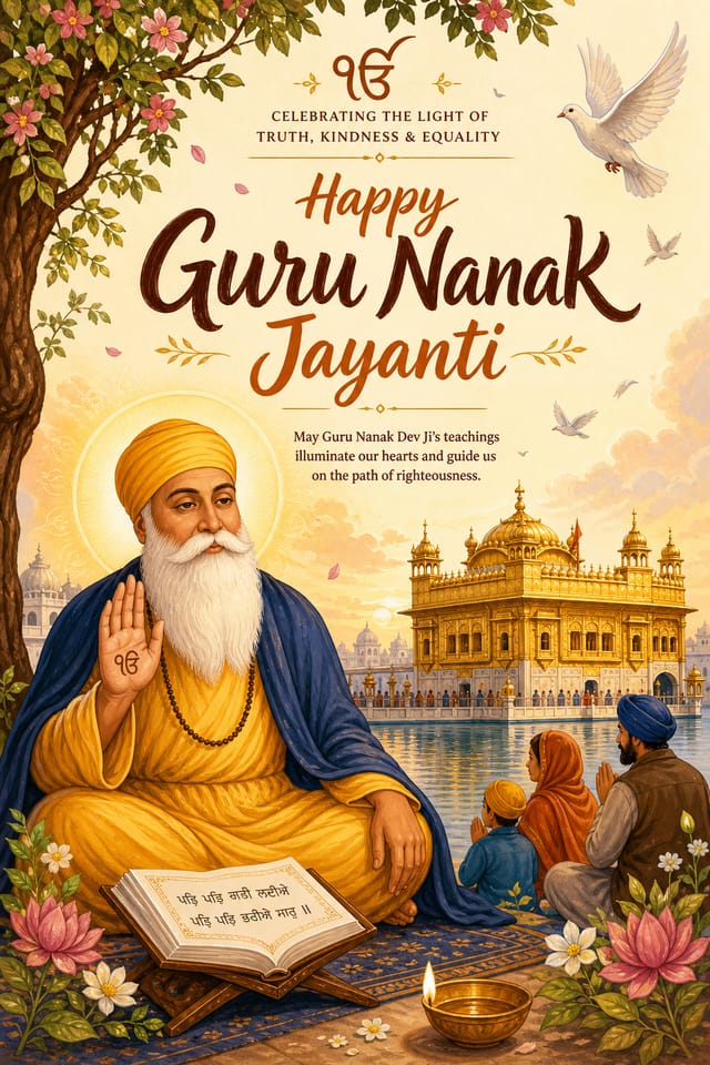 Guru Nanak Jayanti Poster — illustration style poster