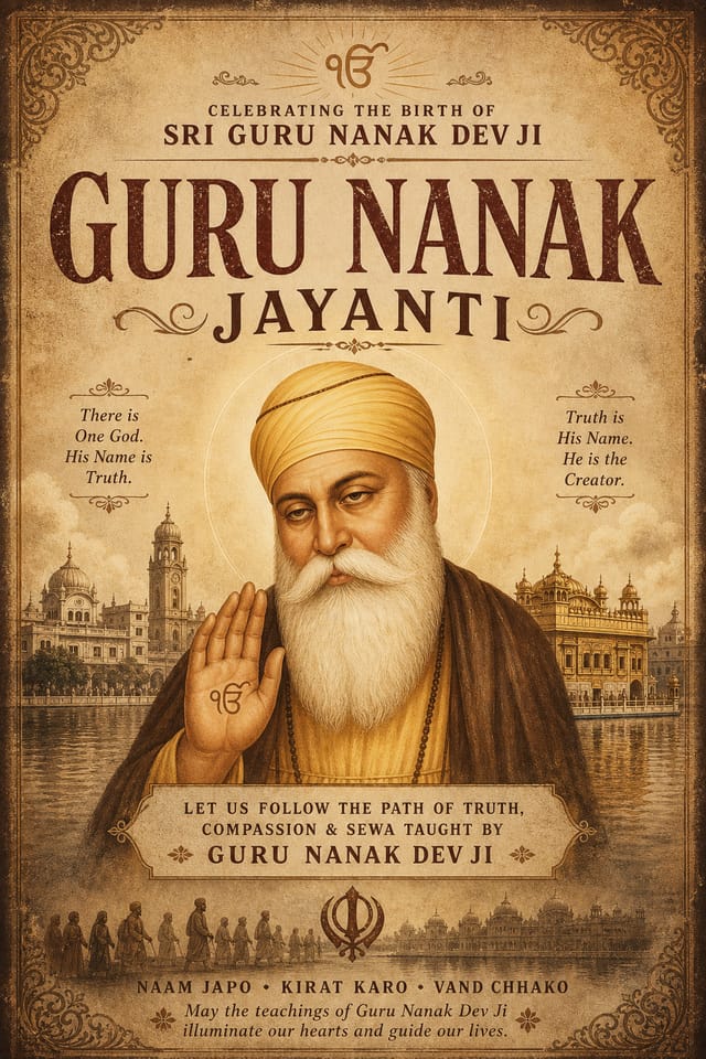 Guru Nanak Jayanti Poster — vintage style poster