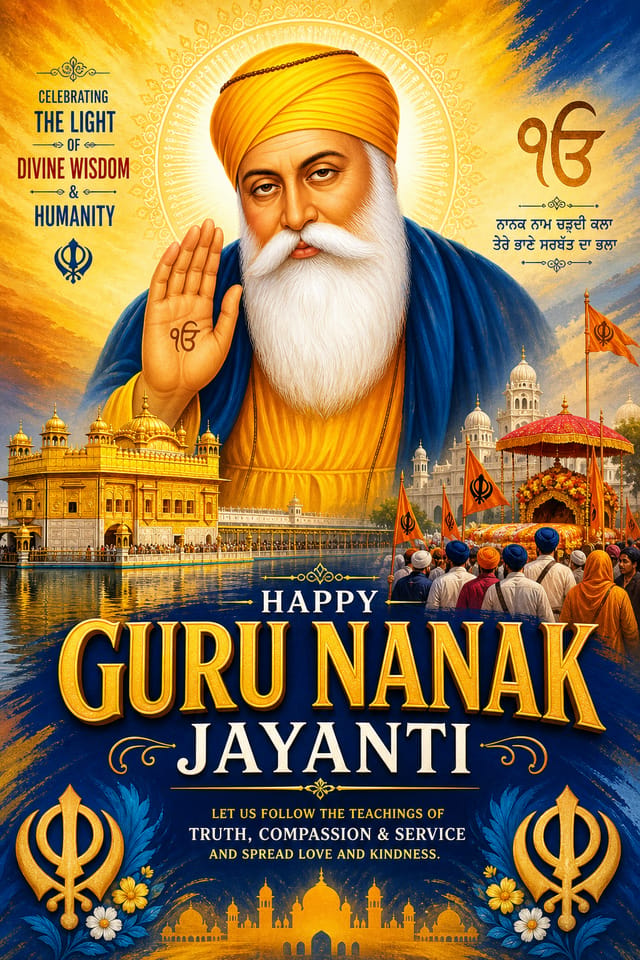 Guru Nanak Jayanti Poster — vibrant style poster