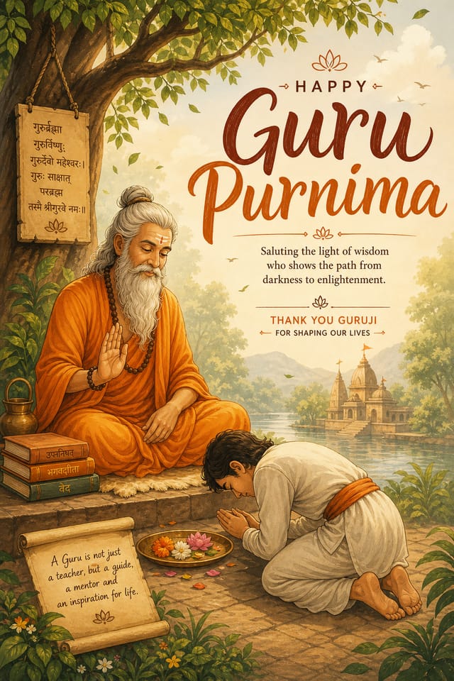 Guru Purnima Poster — illustration style poster