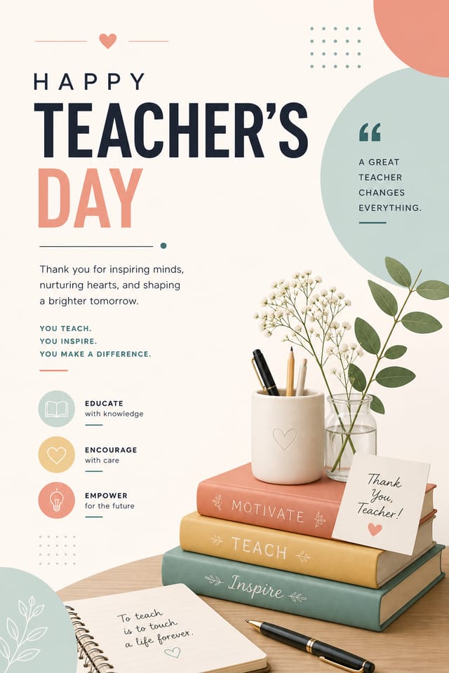 Happy Teacher's Day Poster — modern style poster