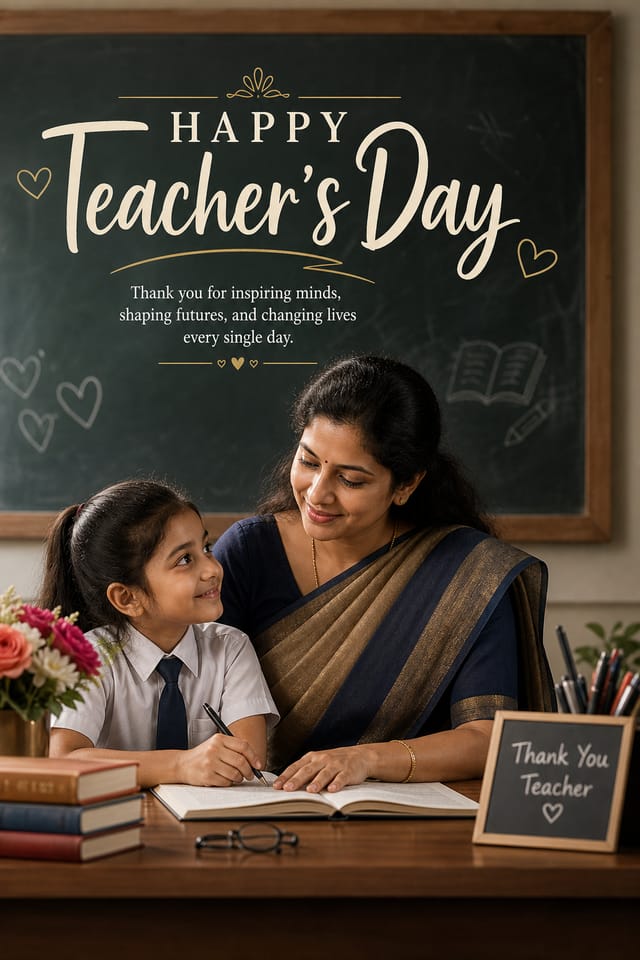 Happy Teacher's Day Poster — photo-realistic style poster