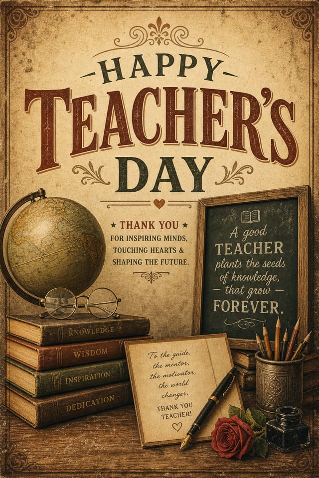 Happy Teacher's Day Poster — vintage style poster