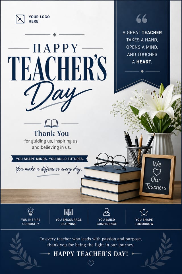 Happy Teacher's Day Poster — corporate style poster