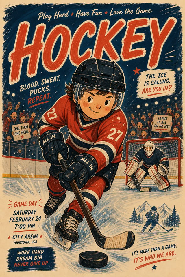 Hockey Poster — illustration style poster