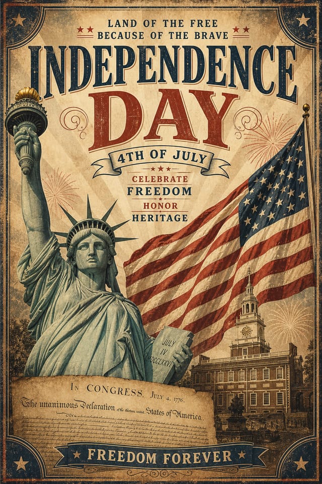 Póster del Día de la Independencia — vintage style poster
