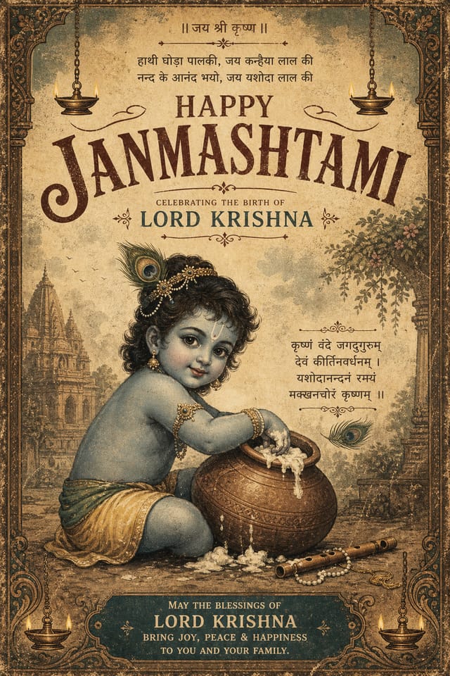 Janmashtami Poster — vintage style poster